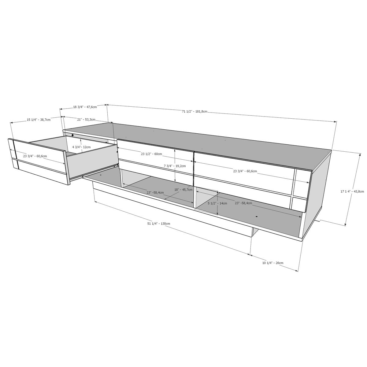 Stereo 181.6 cm (71.5 in.) Television Stand