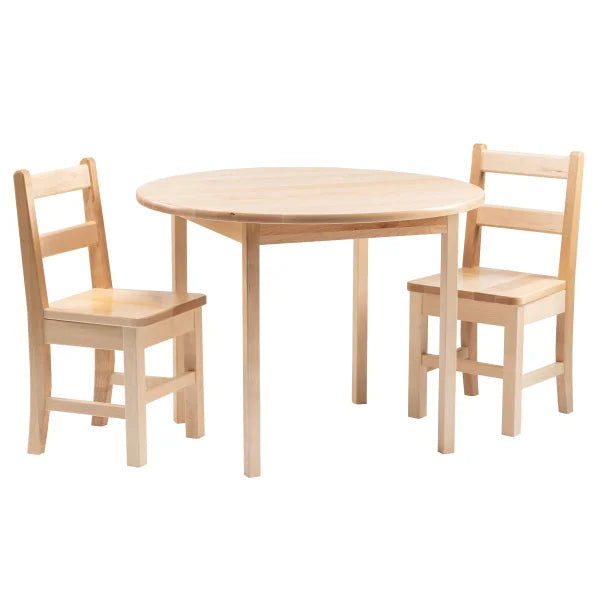 Poitras Solid Hardwood Round Table with 2 Chairs