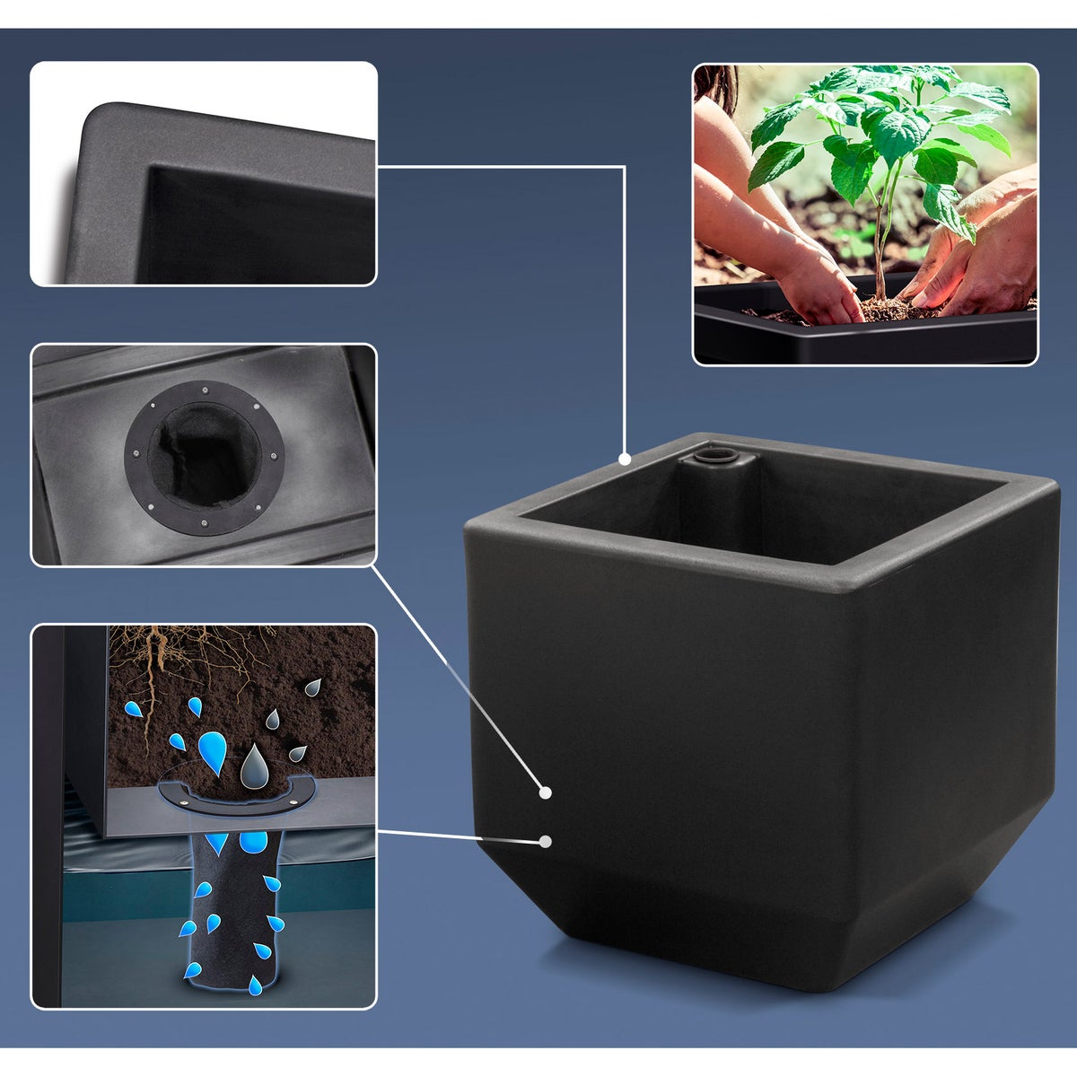 Versa 40.6 cm (16 in.) Square Self-watering Planter, 2-pack
