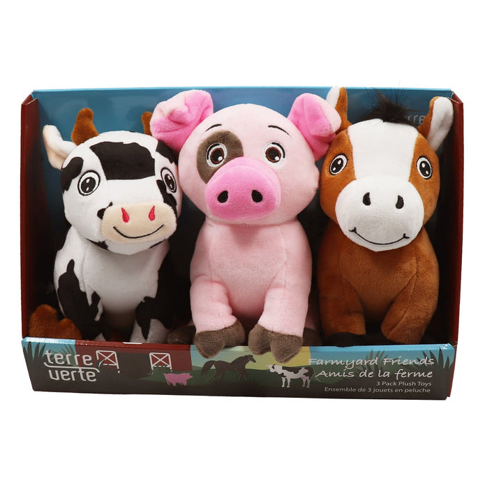 Farmyard Friends Plush Dog Toys, 3-count