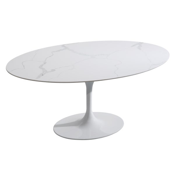 Orchid White Oval Solid Quartz Dining Table, 170 cm (67 in.)
