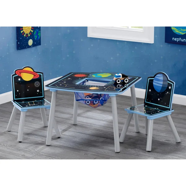 Delta Children Space Adventures Kids Wood Table and Chair Set with Storage