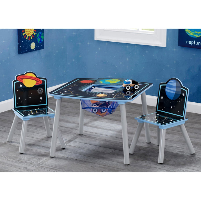 Delta Children Space Adventures Kids Wood Table and Chair Set with Storage