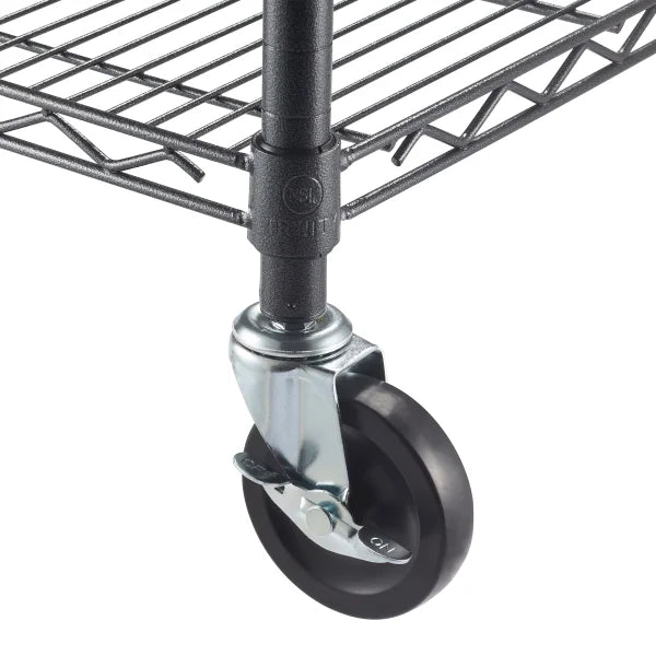TRINITY Outdoor 5-Tier Black Anthracite Wire Shelving Rack With Wheels, 60