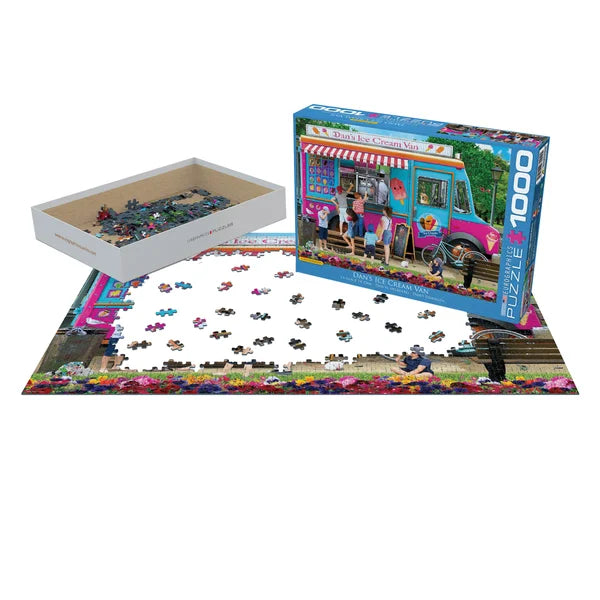 Eurographics 2 PK Puzzle Set Store Fronts Florist and Ice Cream Van 1000 pc