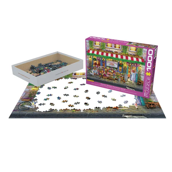 Eurographics 2 PK Puzzle Set Store Fronts Florist and Ice Cream Van 1000 pc