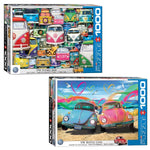 Eurographics 2 PK Puzzle Set Volkswagen Collection Beetle Love and Funky Jam 1000 pc