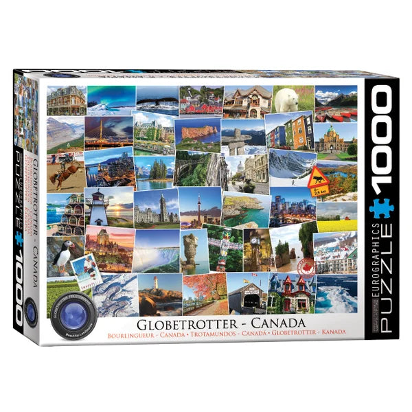 Eurographics 2 PK Puzzle Set HDR Photography Canoes on the Lake and Canada Globetrotter 1000 pc