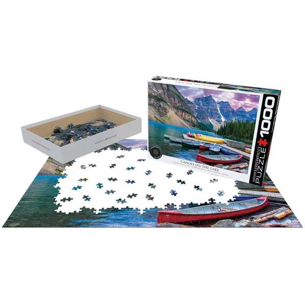 Eurographics 2 PK Puzzle Set HDR Photography Canoes on the Lake and Canada Globetrotter 1000 pc