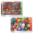 Eurographics 2 PK Puzzle Set Colors of the World Peruvian Blankets and Asian Lanterns 1000 pc
