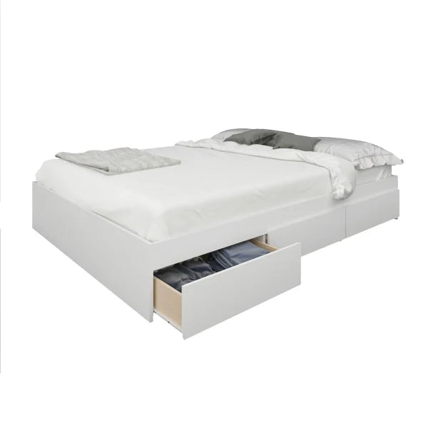 Blvd Modern Double Bed with Storage, White