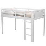 Delta Children White Twin Loft Bed with Guardrail and Ladder