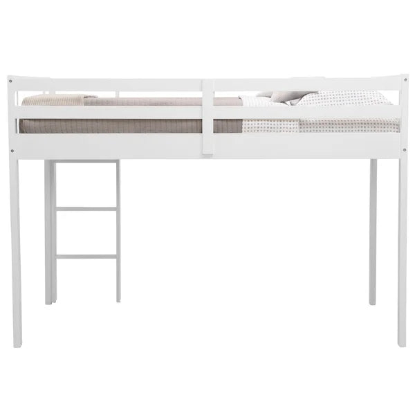 Delta Children White Twin Loft Bed with Guardrail and Ladder