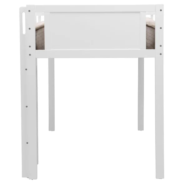 Delta Children White Twin Loft Bed with Guardrail and Ladder
