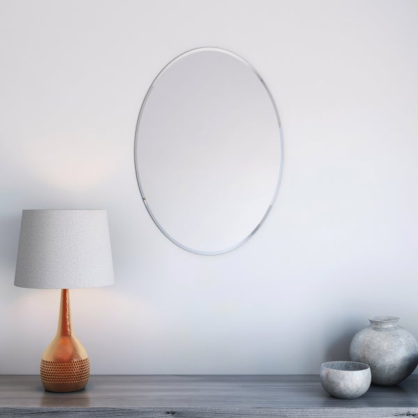 Appollo Lauren Modern 51 cm x 71 cm (20 in. x 28 in.) Oval Frameless Beveled Mirror