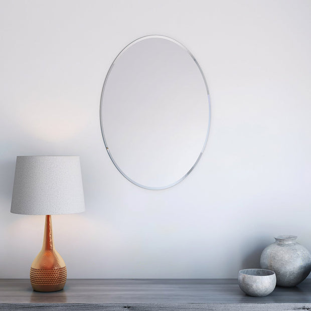 Appollo Lauren Modern 51 cm x 71 cm (20 in. x 28 in.) Oval Frameless Beveled Mirror