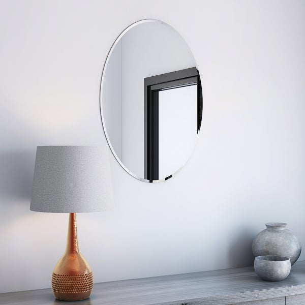 Appollo Lauren Modern 51 cm x 71 cm (20 in. x 28 in.) Oval Frameless Beveled Mirror
