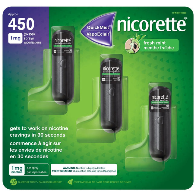 Nicorette QuickMist Fresh Mint 150 sprays, 3-pack
