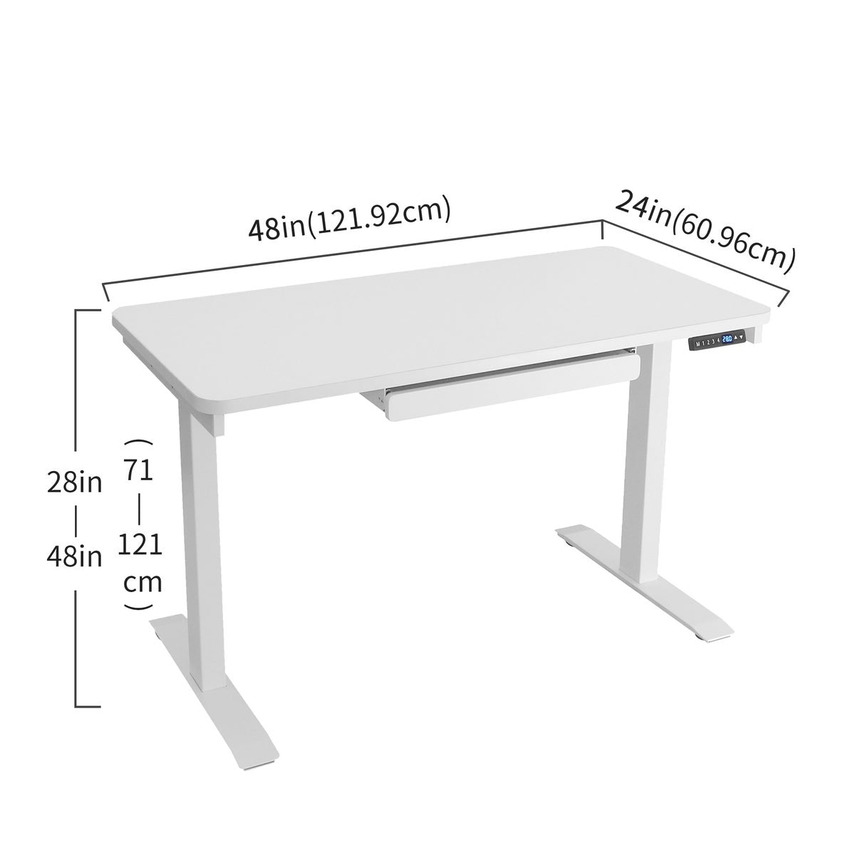 Motionwise 121.92 cm × 60.96 cm (48 in. × 24 in.) Electric Height Adjustable Standing Desk with Antibacterial Desk Top, White