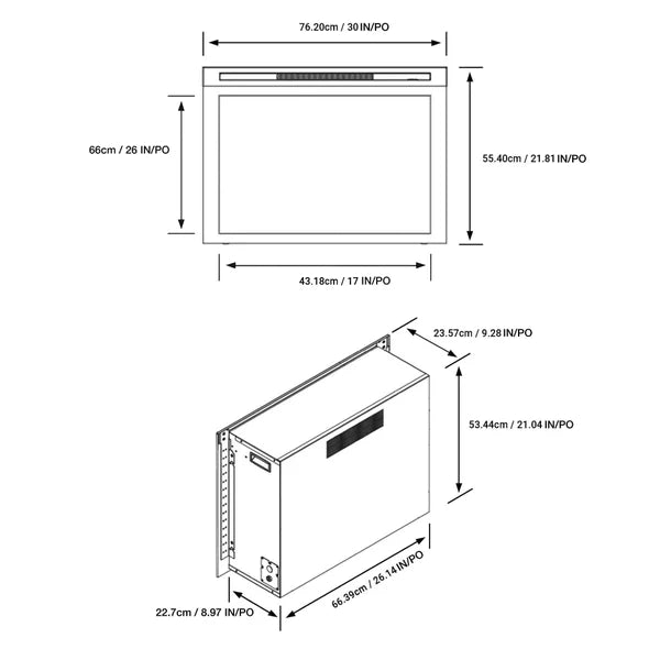 Paramount Premium Modern 76.2 cm (30 in.) Electric Fireplace Insert