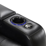 Pavillion II 3-piece Top Grain Leather Power Reclining Home Theatre Seating, Black