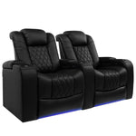Pavillion II 2-piece Top Grain Leather Power Reclining Home Theatre Seating, Black