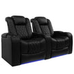 Pavillion II 2-piece Top Grain Leather Power Reclining Home Theatre Seating, Black