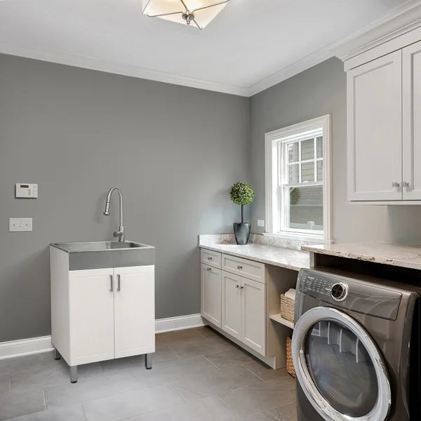 Transform 24.2 in. All-In-One RTA Laundry Cabinet with Stainless Steel Sink and Faucet