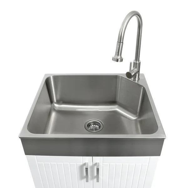 Transform 24.2 in. All-In-One RTA Laundry Cabinet with Stainless Steel Sink and Faucet