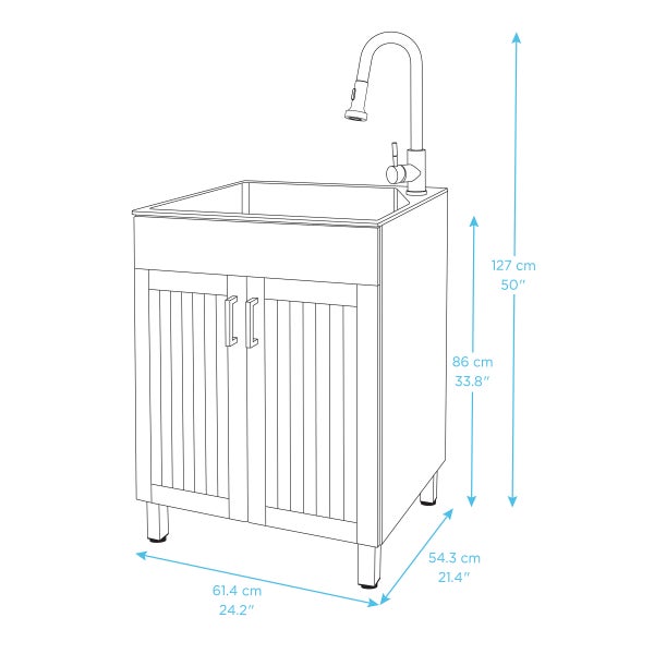 Transform 24.2 in. All-In-One RTA Laundry Cabinet with Stainless Steel Sink and Faucet