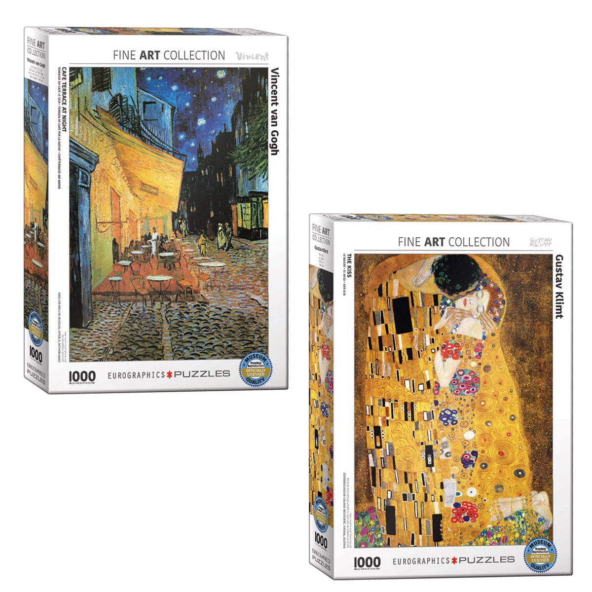 Eurographics 2-pack Puzzle Set- Van Gogh’s Café at Night and Klimt’s The Kiss 1000 Pieces
