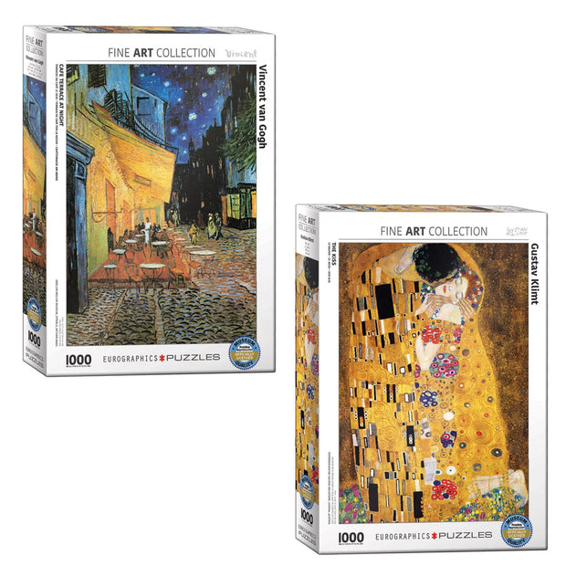 Eurographics 2-pack Puzzle Set- Van Gogh’s Café at Night and Klimt’s The Kiss 1000 Pieces