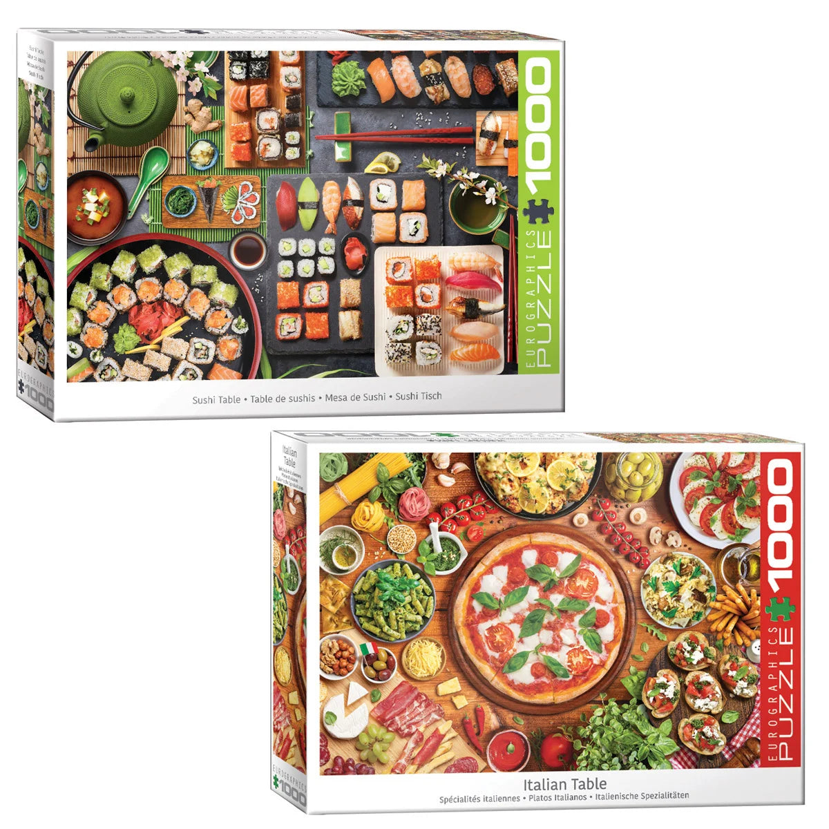 Eurographics 2-pack Puzzle Set- Italian Table and Sushi Table 1,000-pieces