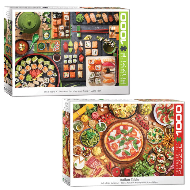 Eurographics 2-pack Puzzle Set- Italian Table and Sushi Table 1,000-pieces