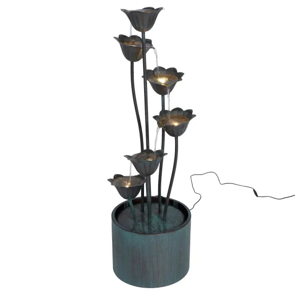 Lily Flower Metal Fountain with Warm White Lights
