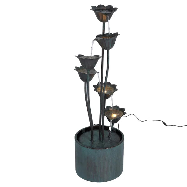 Lily Flower Metal Fountain with Warm White Lights