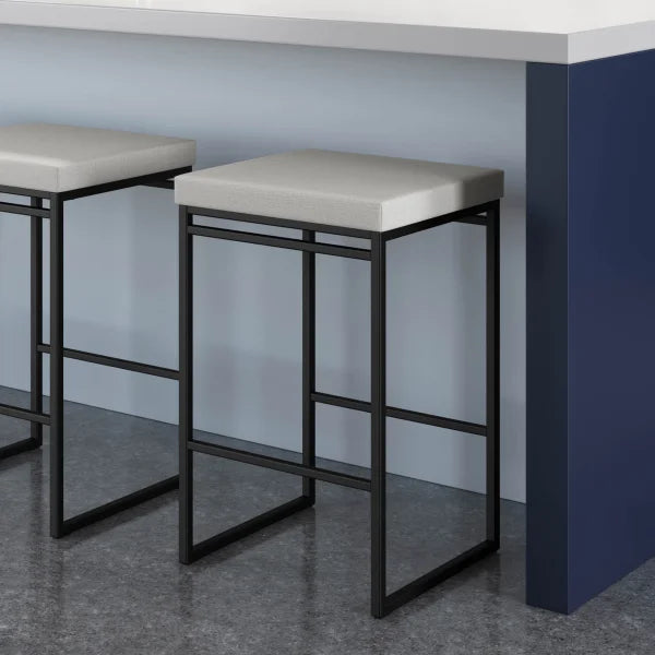 Amisco Easy Modern Bar or Counter Stool, Grey Seat and Black Base