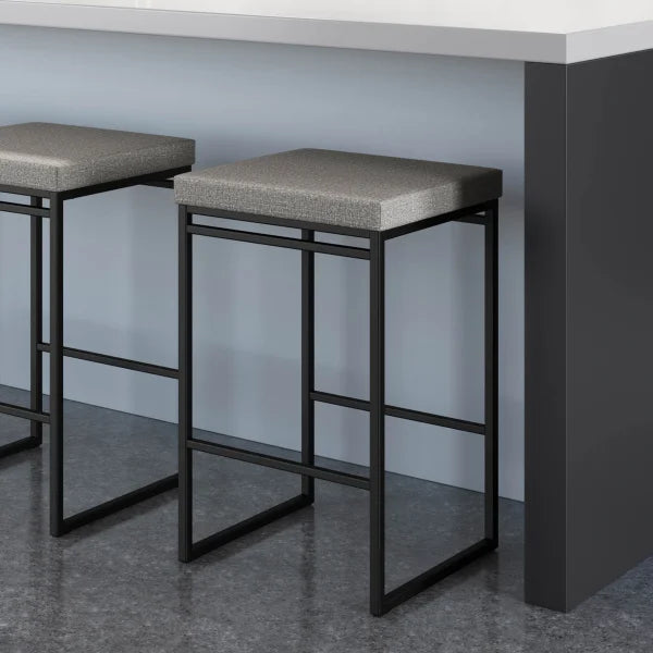 Amisco Easy Modern Counter Stool, Silver Seat and Black Base