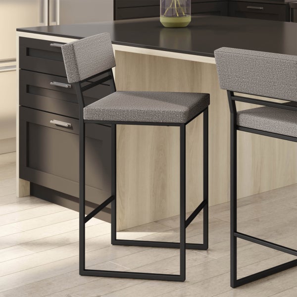 Amisco Everly Modern Stool, Grey Seat and Black Base