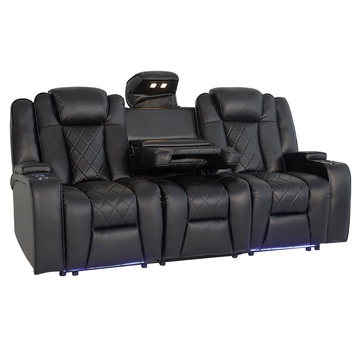 Oxford II Top Grain Leather LED Power Reclining 3-piece Home Theatre Seating