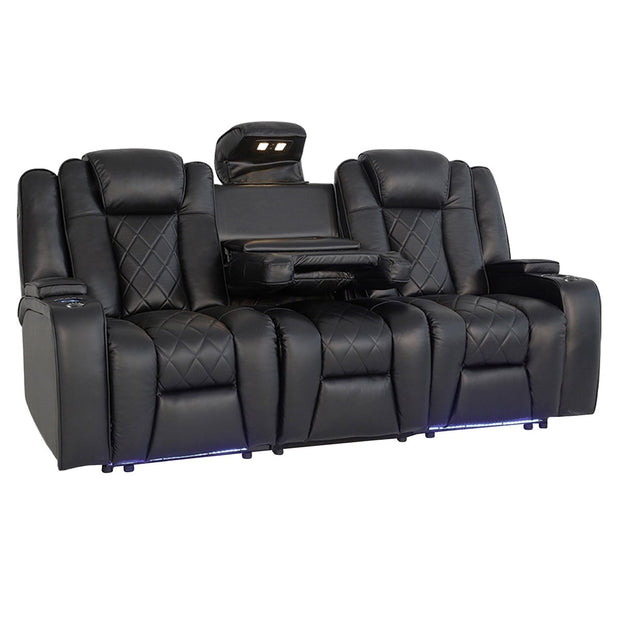 Oxford II Top Grain Leather LED Power Reclining 3-piece Home Theatre Seating