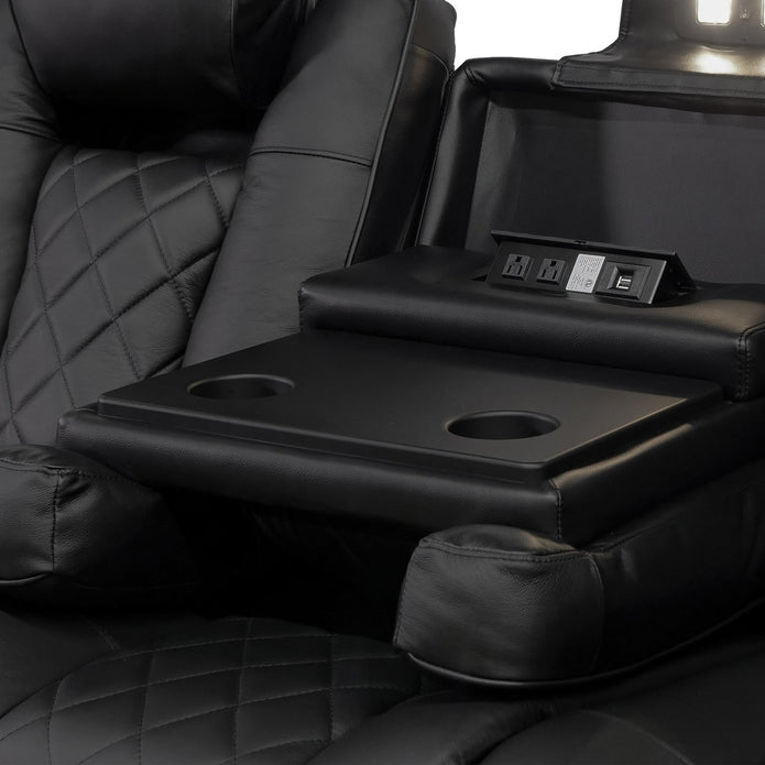 Oxford II Top Grain Leather LED Power Reclining 3-piece Home Theatre Seating