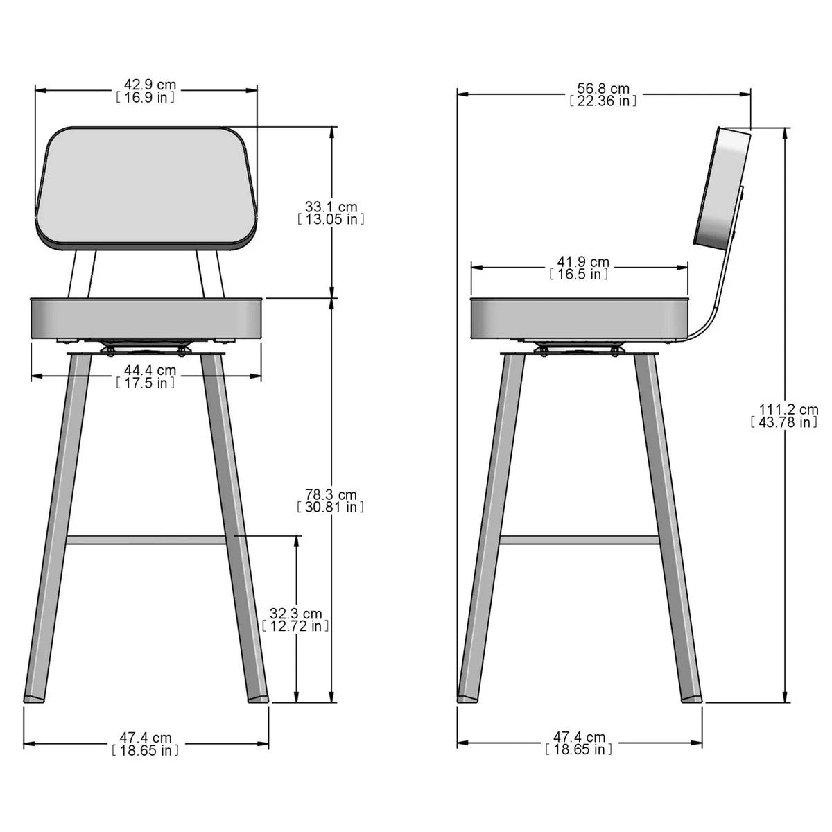 Amisco Clarkson Modern Grey and Beige Swivel Bar or Counter Stool