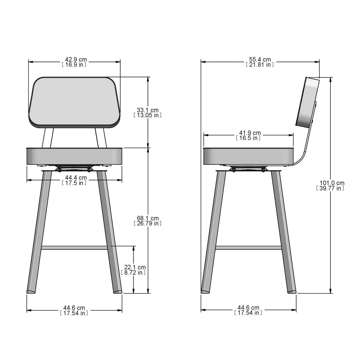 Amisco Clarkson Modern Grey and Beige Swivel Bar or Counter Stool