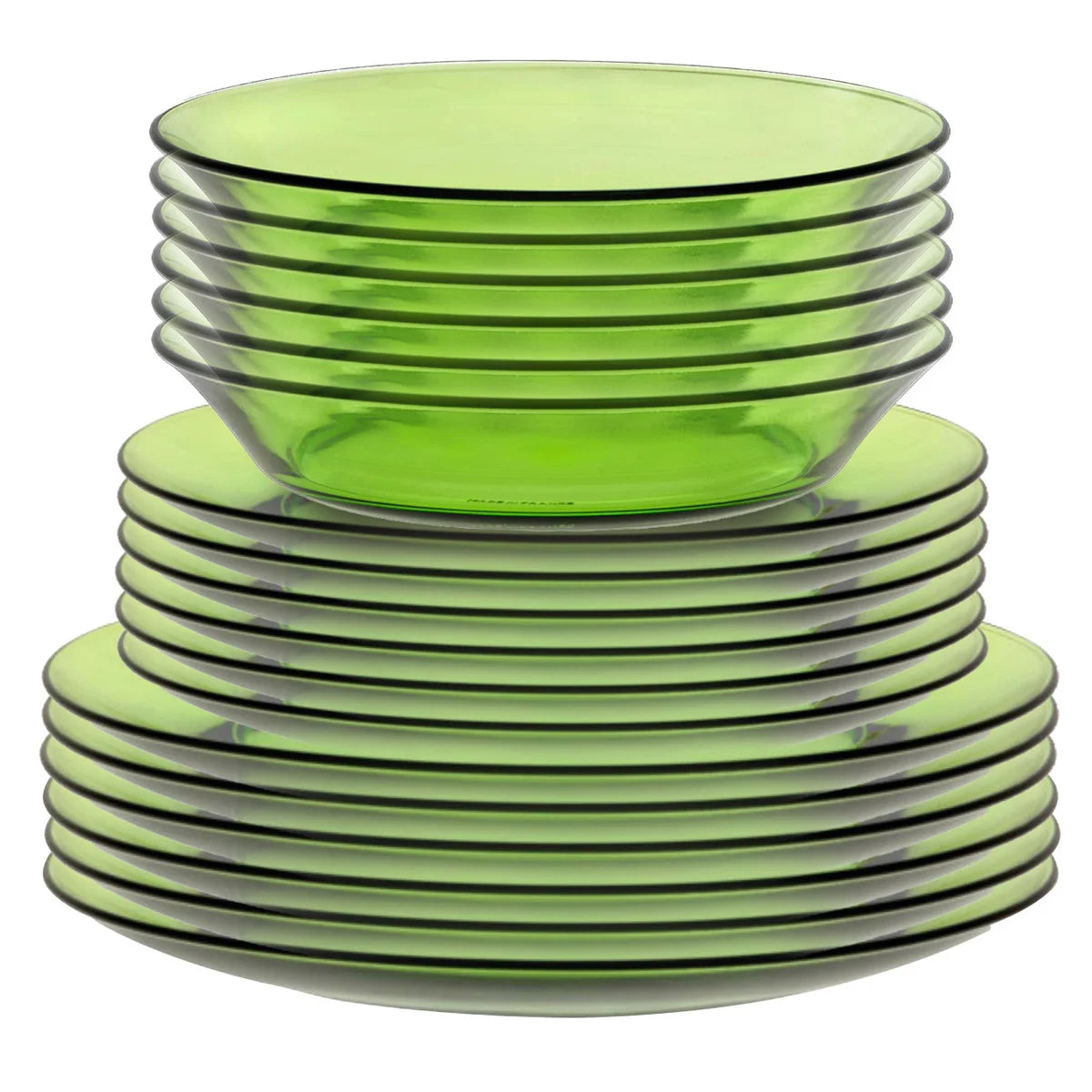 Duralex Lys Green Tempered Glass Dinnerware Set, 18-pieces