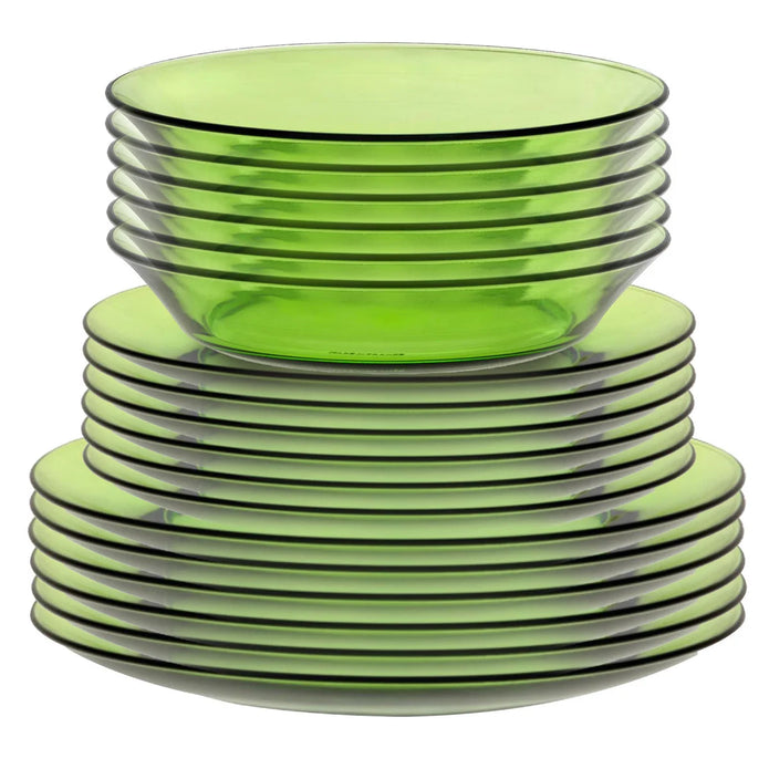 Duralex Lys Green Tempered Glass Dinnerware Set, 18-pieces