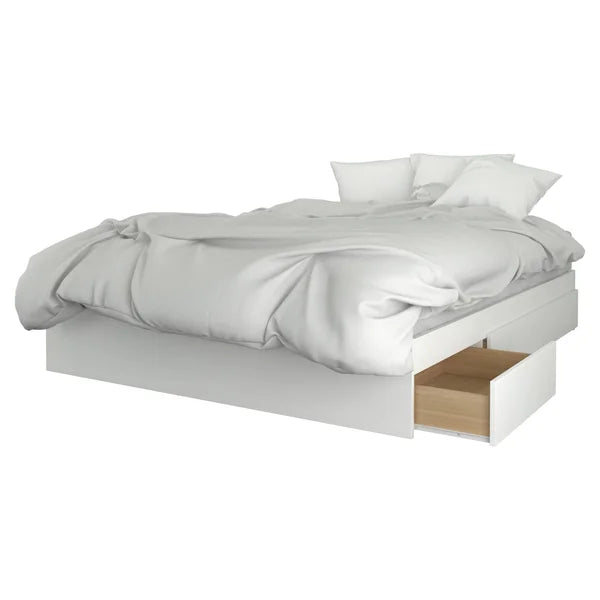 Nexera Modern Queen Storage Bed, White