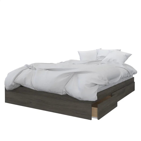 Nexera Modern Queen Storage Bed, Bark Grey
