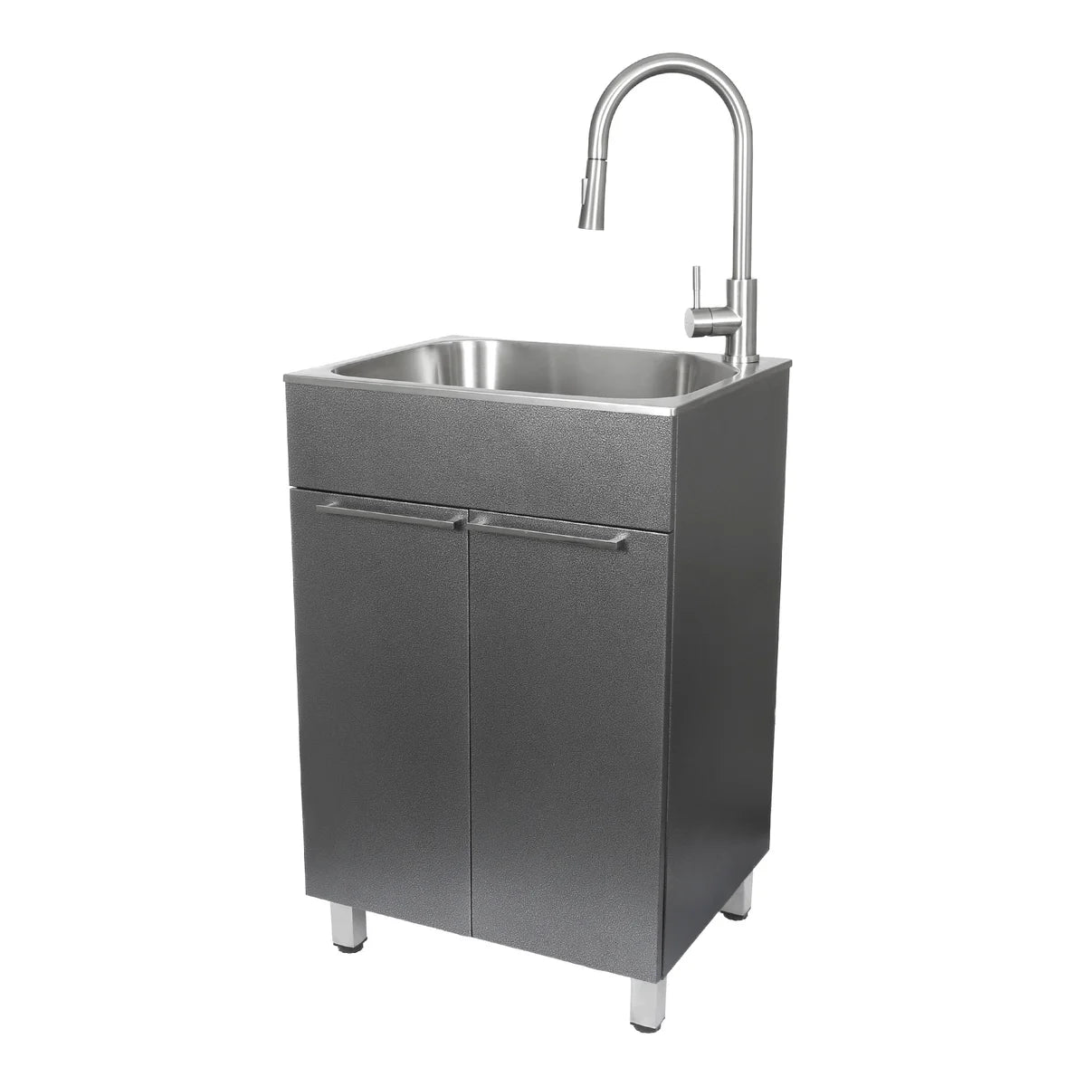 Transform Silver 22 in. All in One Utility Sink with Cabinet and Faucet