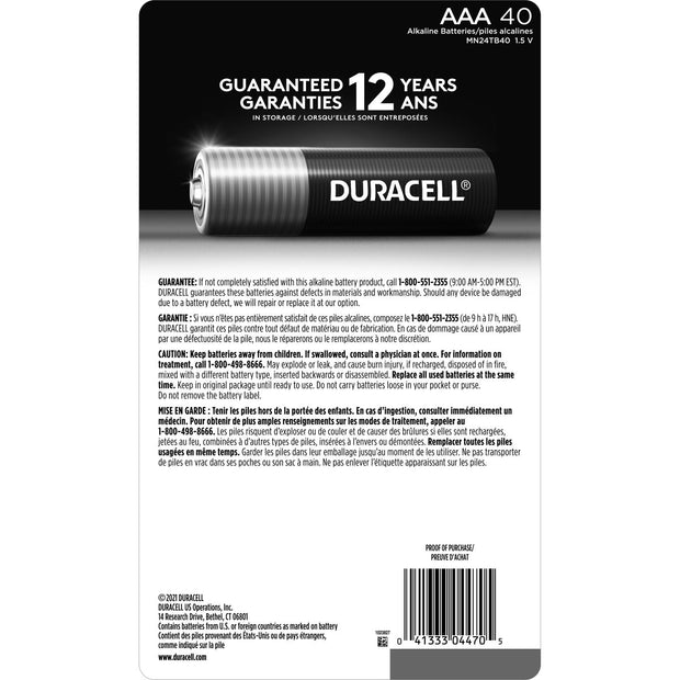 Duracell CopperTop AAA Batteries with PowerBoost Ingredients, 40 count